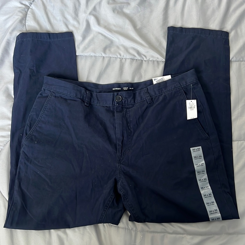 New Navy Blue Slim Fit Chinos 36x30